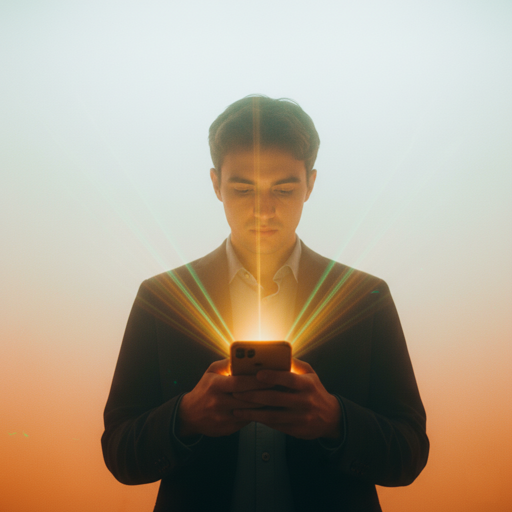 A person looking at a lit up mobile phone symbolizing AI Readiness in eCommerce.