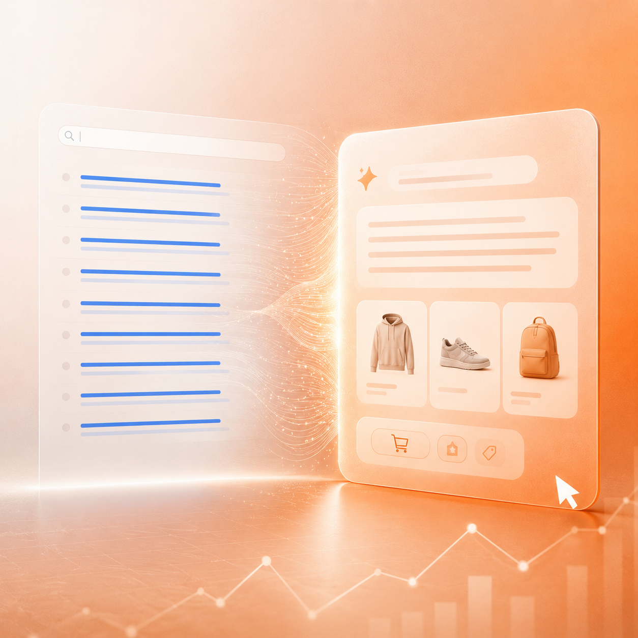 graphic with ten blue links on a search page for ecommerce