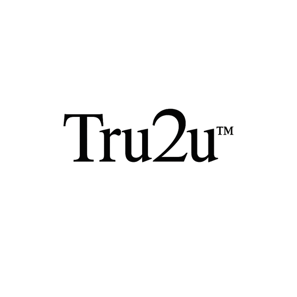 The black Tru2u logo with a trademark symbol, centered on a solid white background.