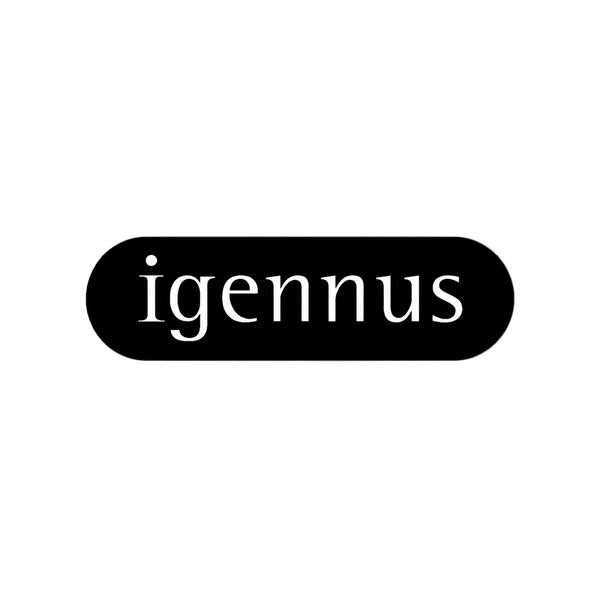 Black oval with 'igennus' text on a transparent background