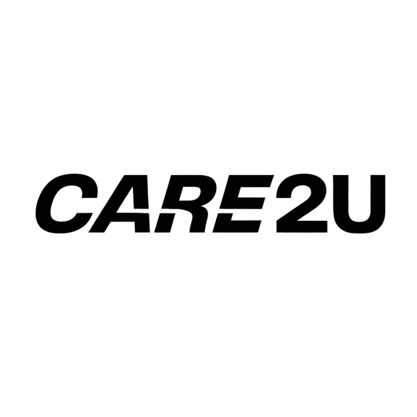 Black 'CARE2U' text on a white background