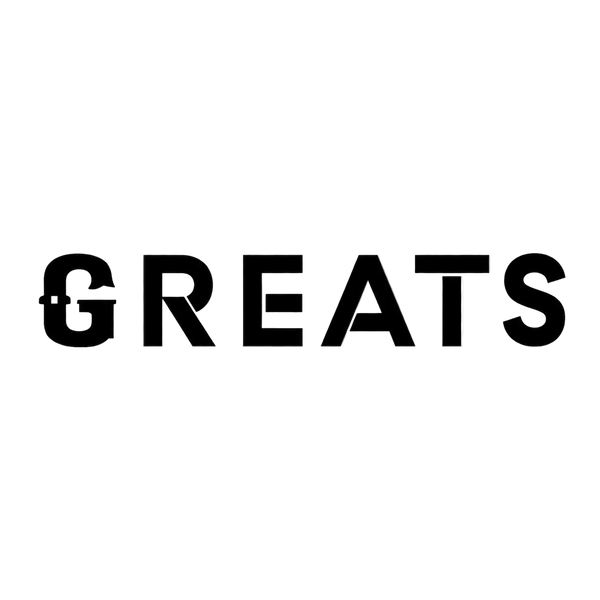 Black 'GREATS' logo on a white background