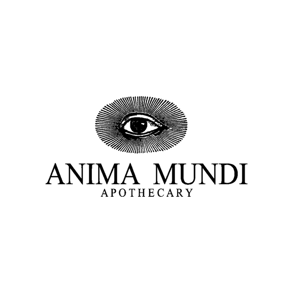 Logo of Anima Mundi Apothecary featuring an eye design on a white background