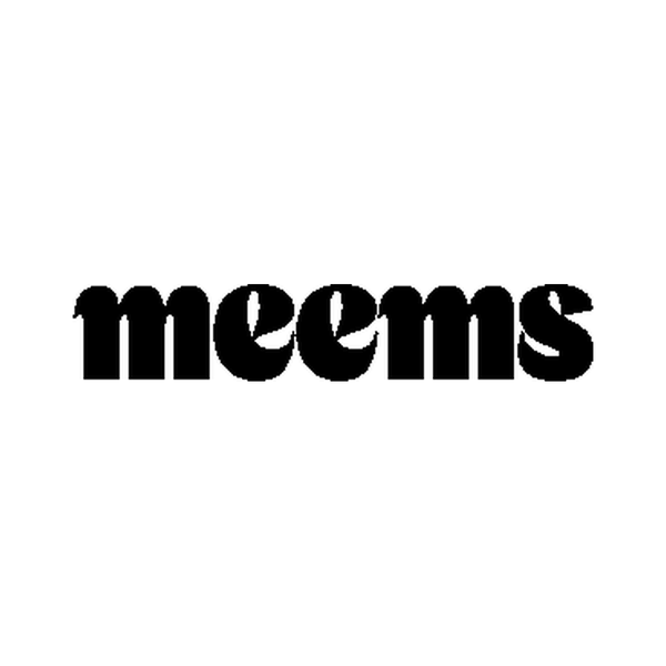 Black 'meems' text on a white background