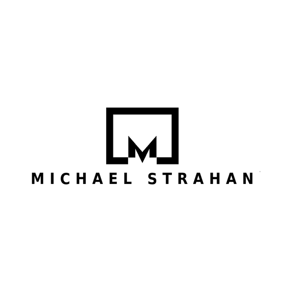 Black logo with 'LM' design and 'Michael Strahan' text on a white background