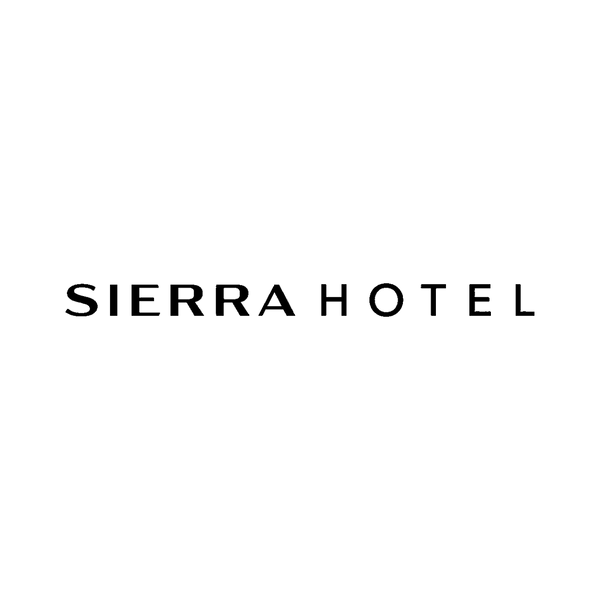 Black text 'SIERRA HOTEL' on a white background